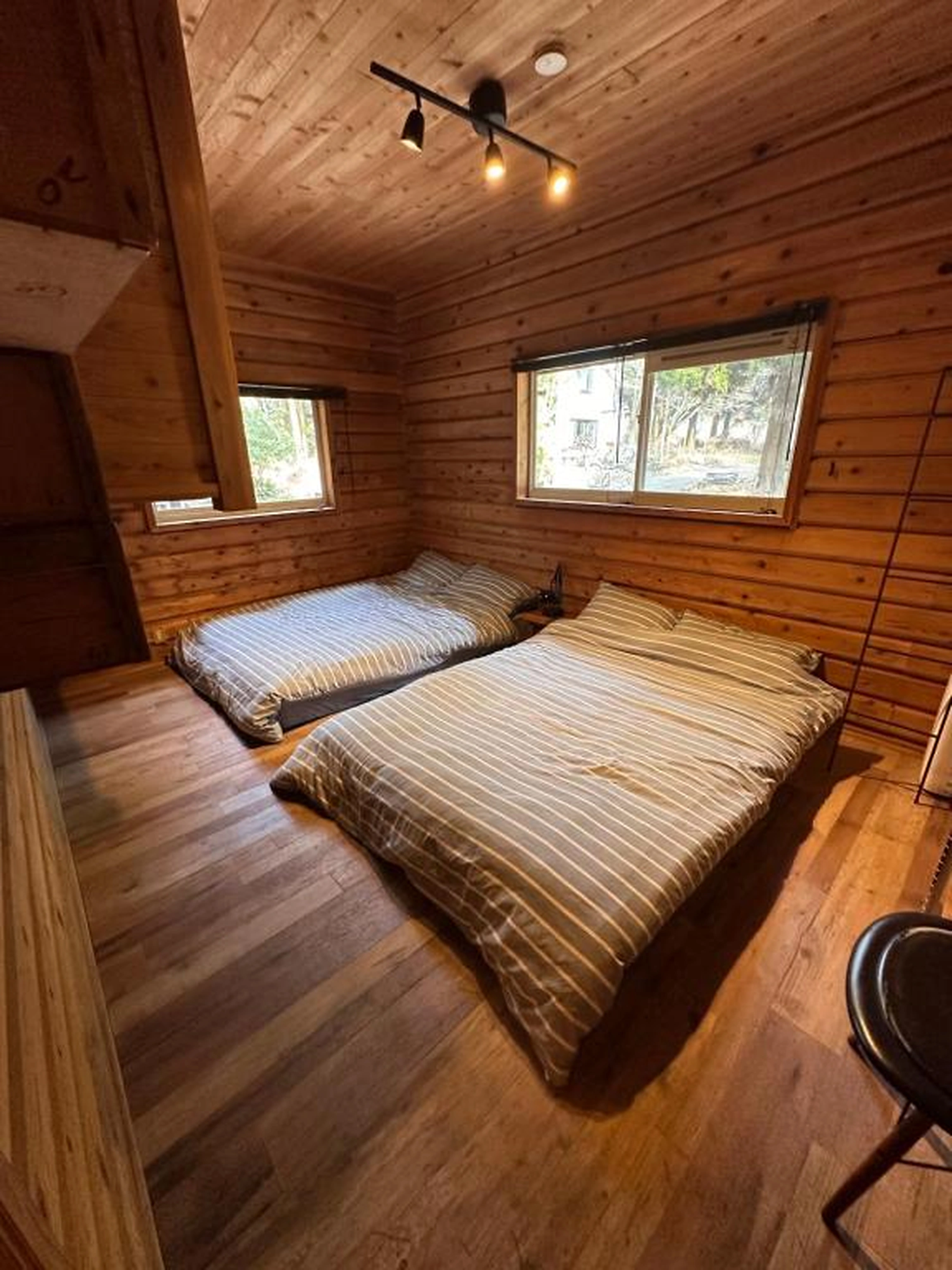 Wood-lined bedroom at Rental villa Gontaya